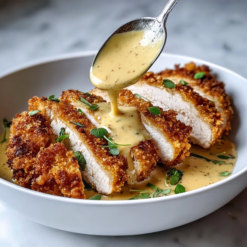 Parmesan Crusted Chicken with Creamy Garlic Sauce Recipe - Recipe Image
