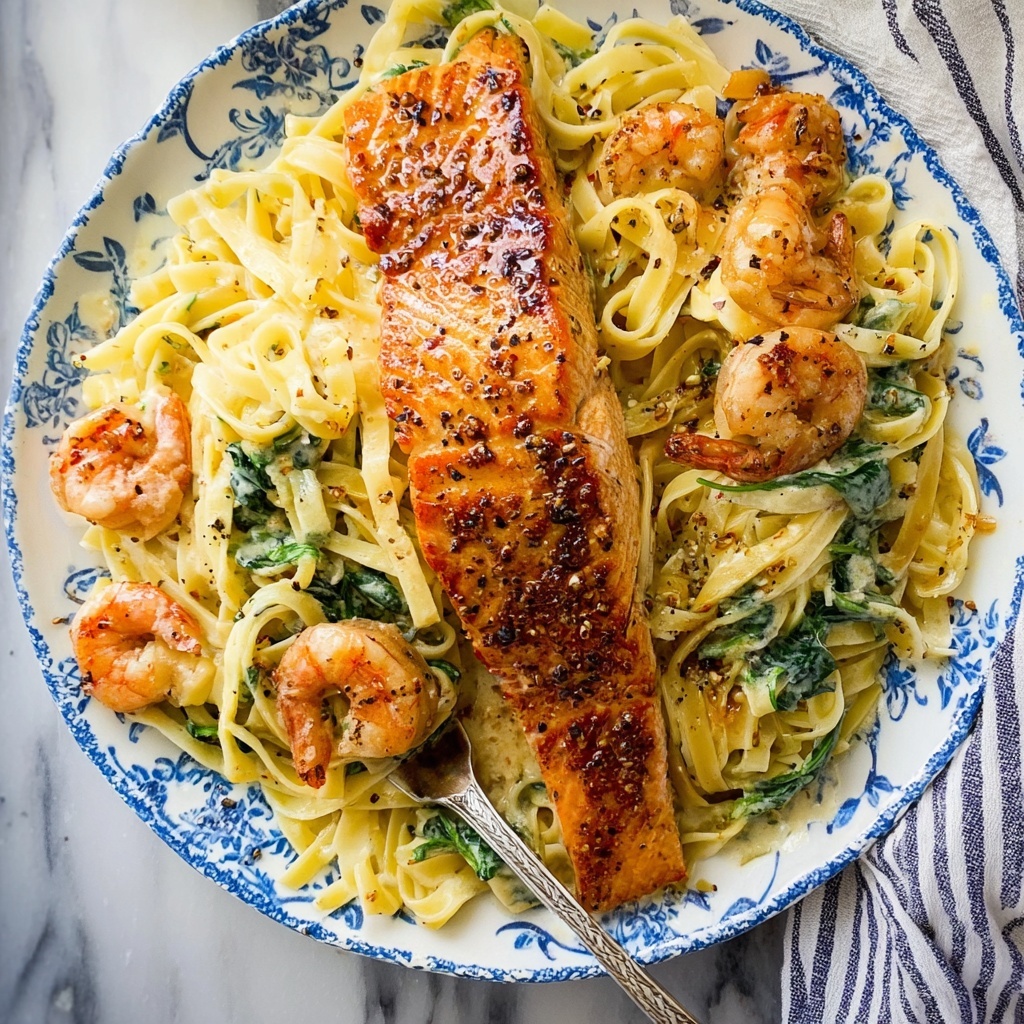 Creamy Tuscan Salmon and Shrimp Pasta Recipe - Recipe Image