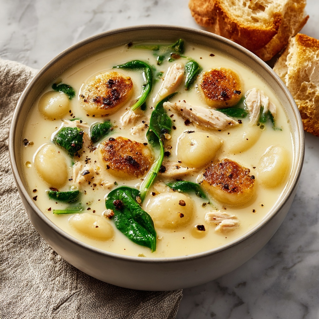 Creamy Chicken Gnocchi Soup with Garlic Recipe - Recipe Image
