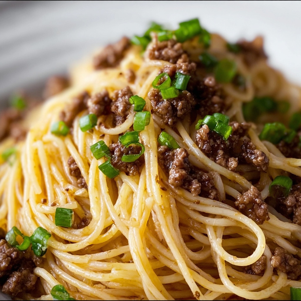 Asian-Style Ground Beef Spaghetti Recipe - Recipe Image