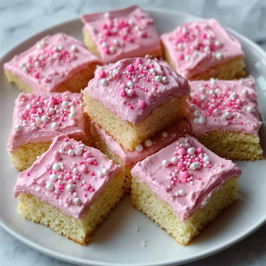 Pink Vanilla Cake Squares Recipe - Recipe Image