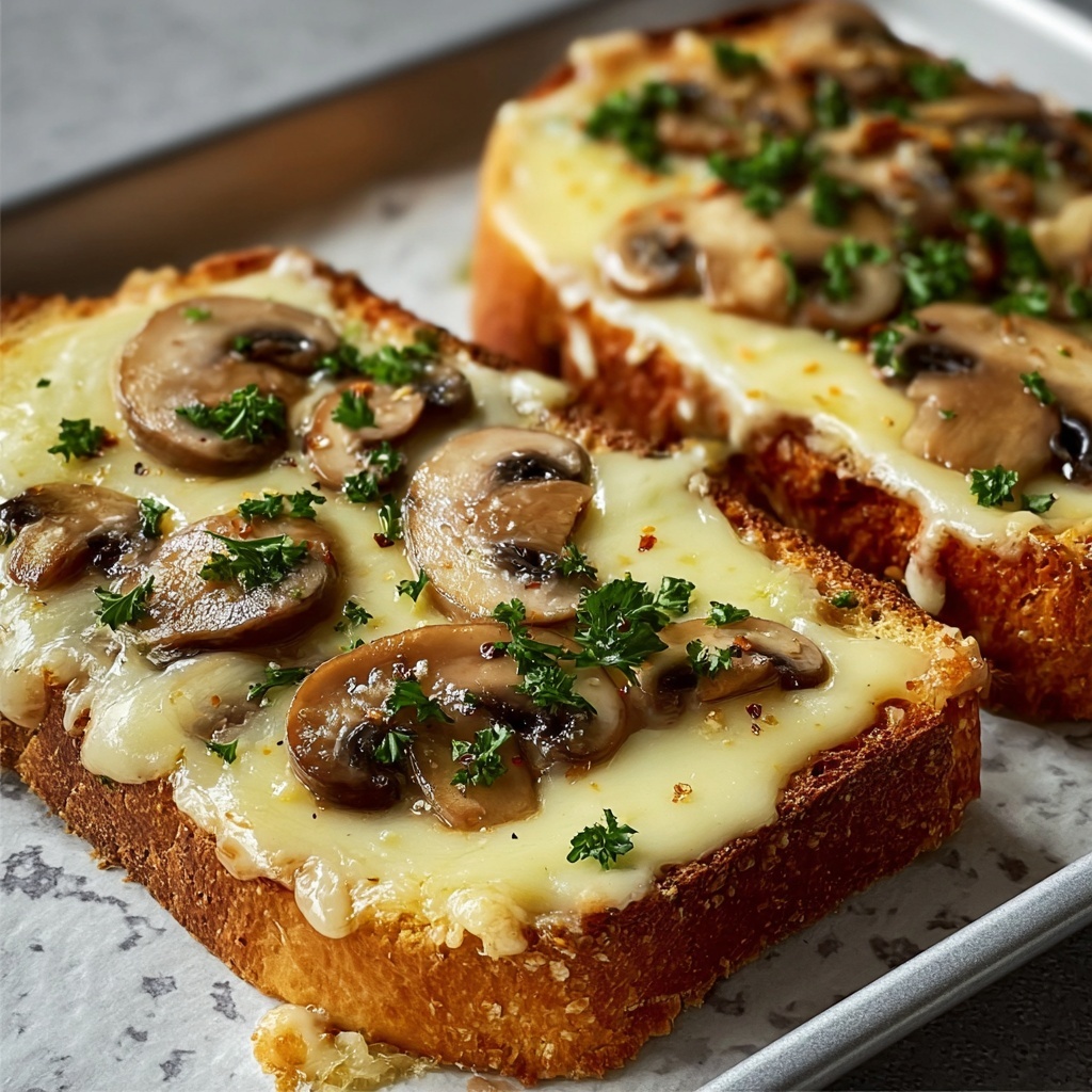 Gourmet Cheesy Mushroom and Garlic Toasts Recipe - Recipe Image