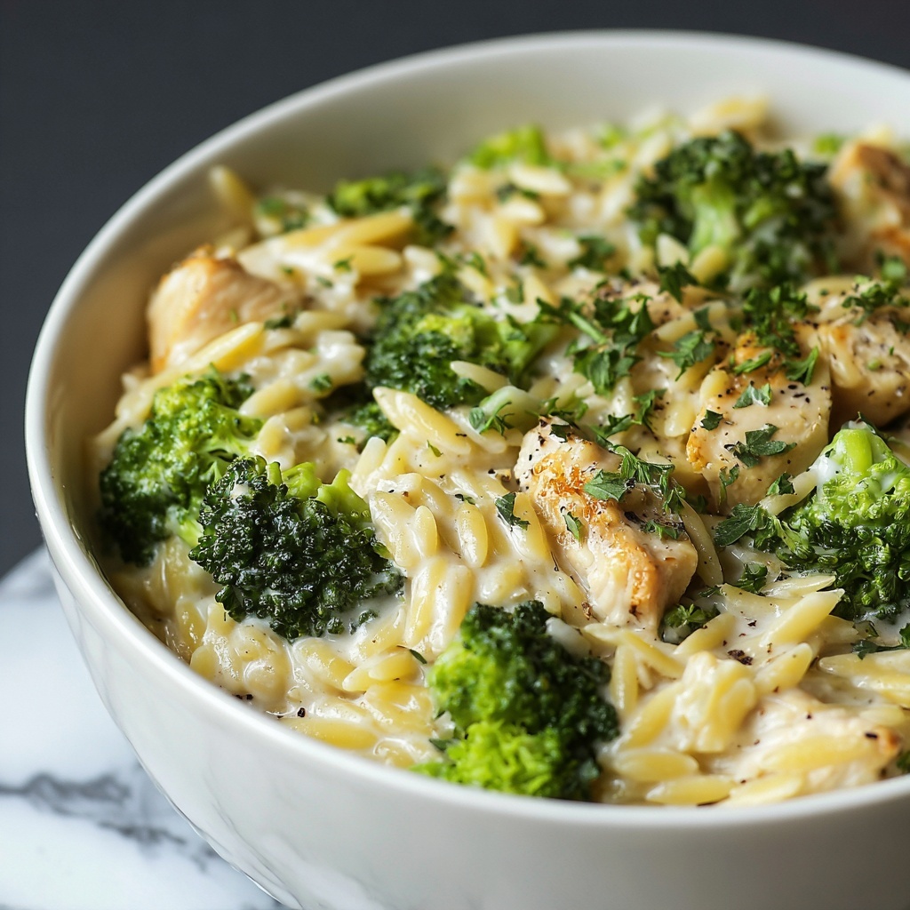 Cheesy Chicken Broccoli Orzo Recipe - Recipe Image