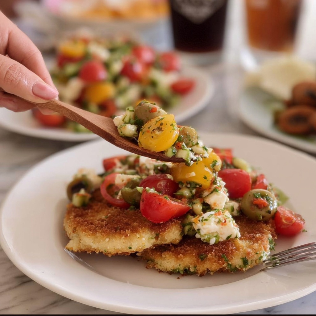 Chicken Cutlets with Summery Tomato-Nectarine Salad Recipe - Recipe Image