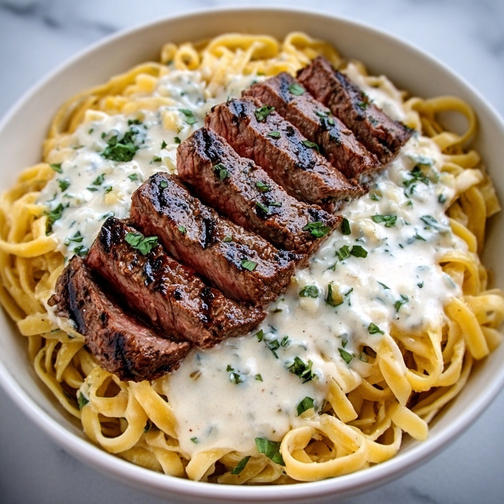 Steak Gorgonzola Alfredo with Creamy Parmesan Sauce Recipe - Recipe Image