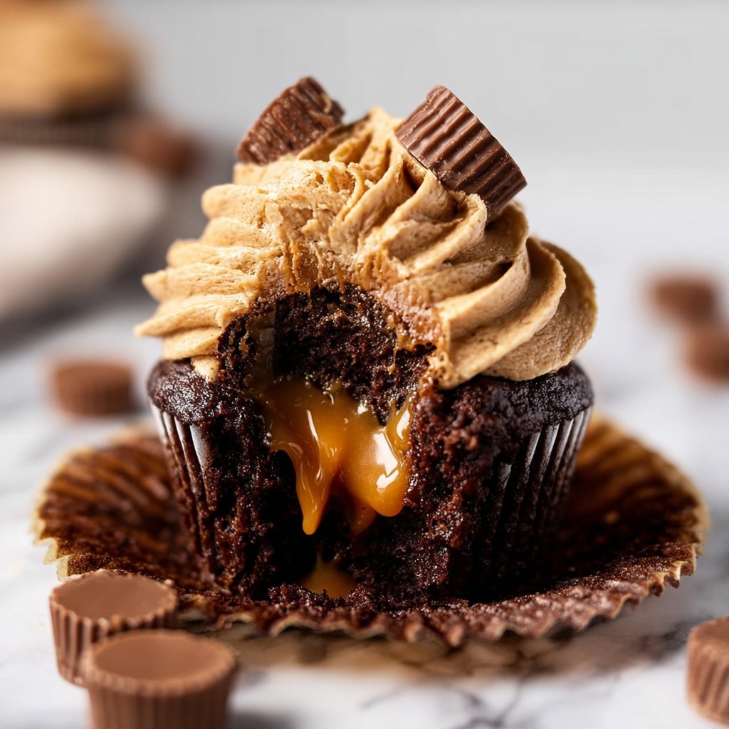 Chocolate Peanut Butter Lava Cupcakes Recipe - Recipe Image