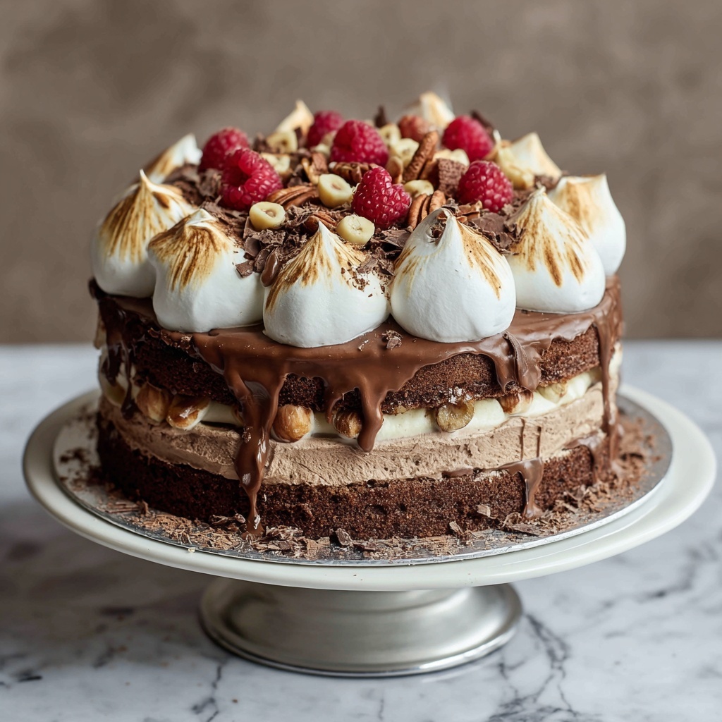 Hazelnut Meringue Nutella Cake: A Heavenly Layered Delight Recipe - Recipe Image
