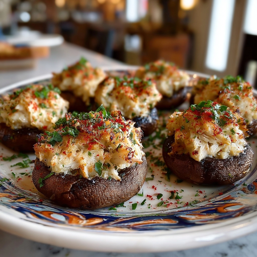 Creamy Garlic Crab-Stuffed Mushrooms Recipe - Recipe Image