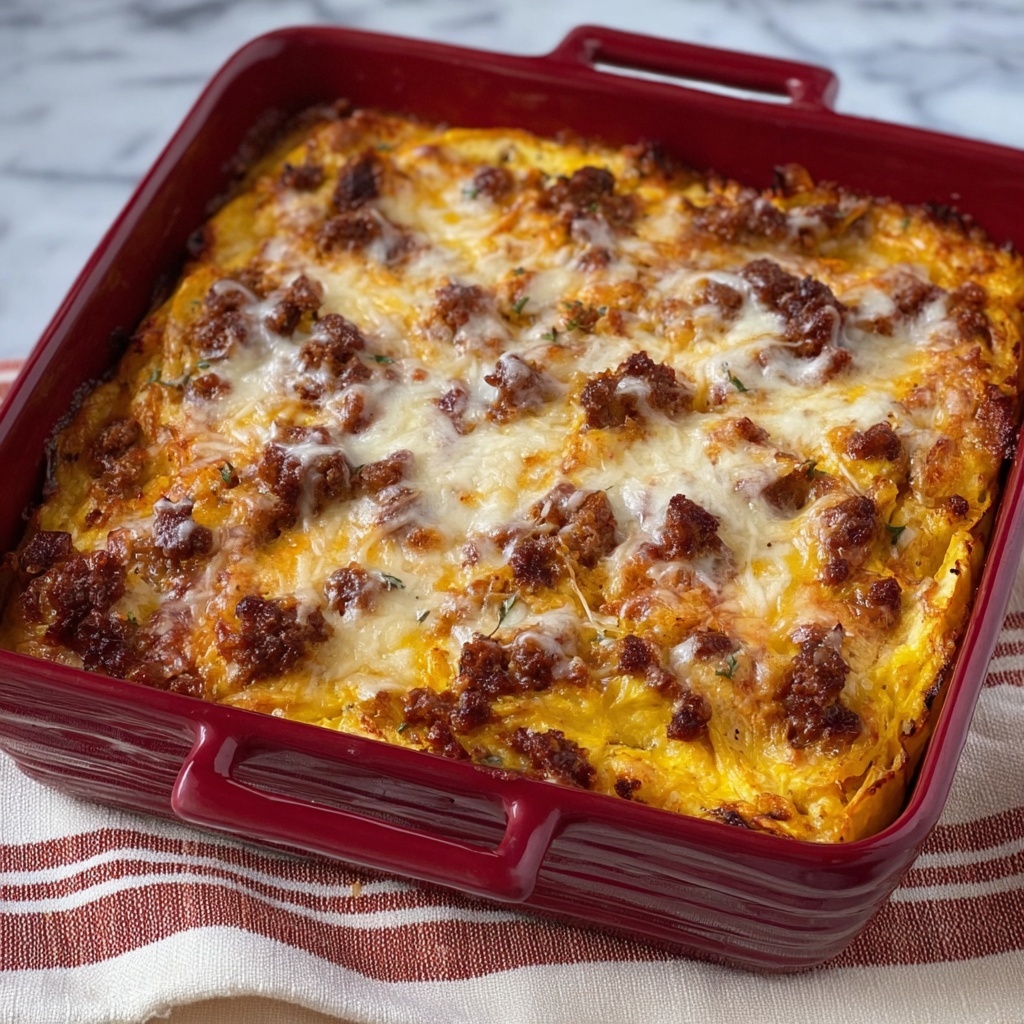 Maple Sausage and Waffle Casserole Recipe - Recipe Image