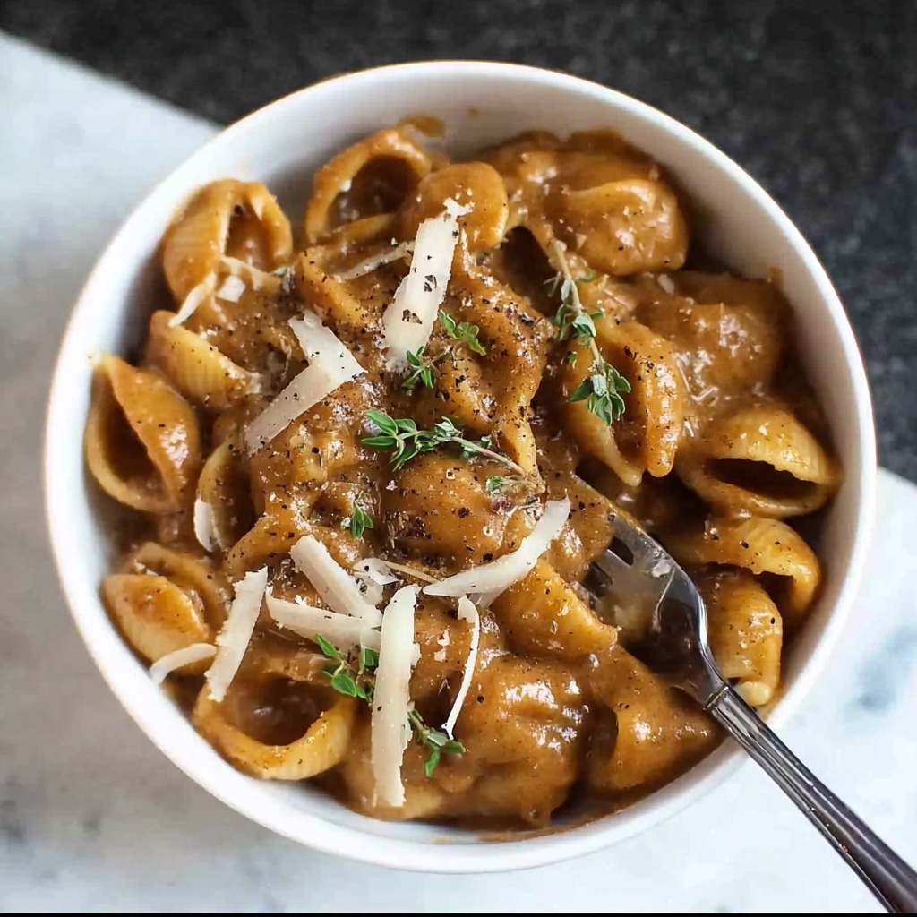 One Pot French Onion Pasta Recipe - Recipe Image