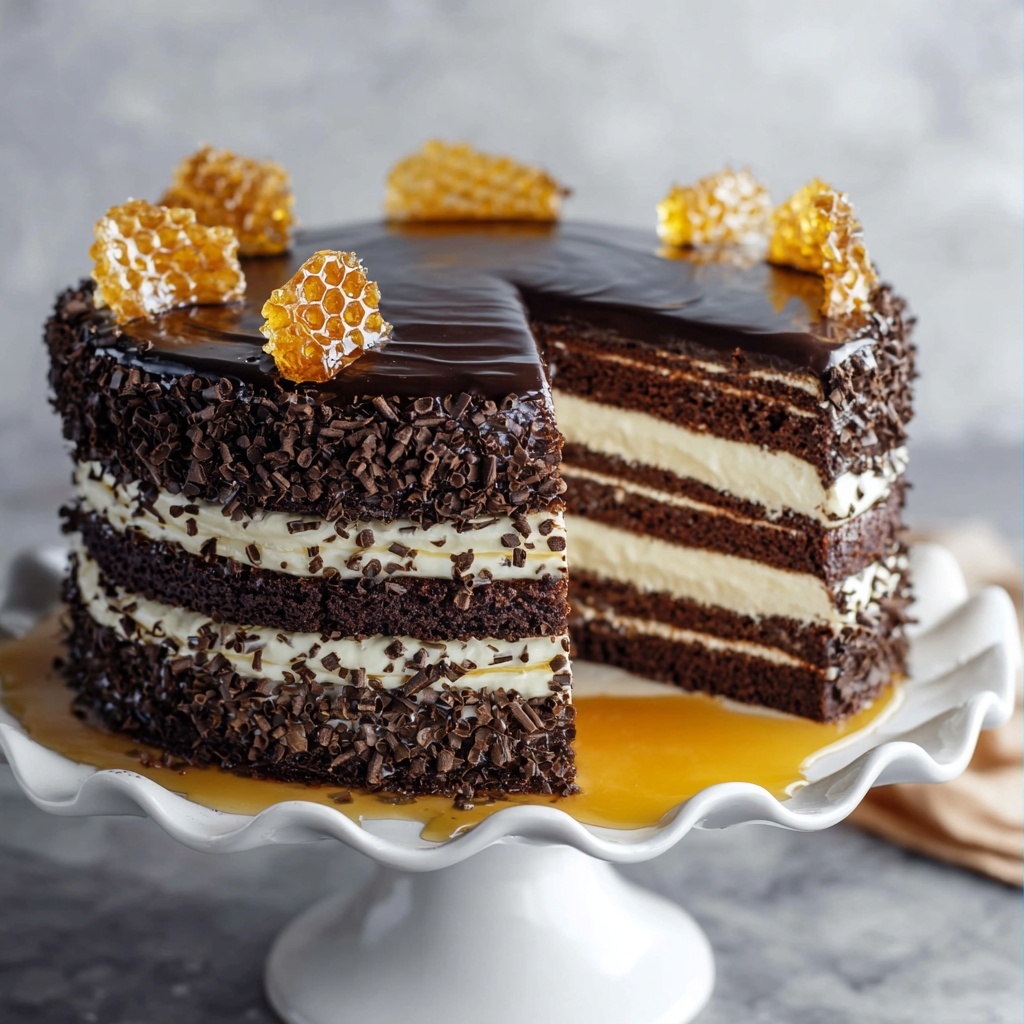 Chocolate Honey Cake with Raspberries and Ganache Recipe - Recipe Image