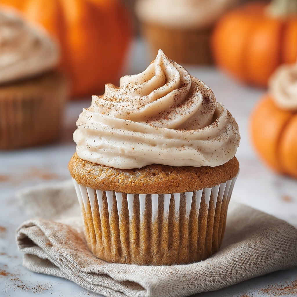 Pumpkin Cupcakes with Cinnamon Cream Cheese Frosting Recipe - Recipe Image