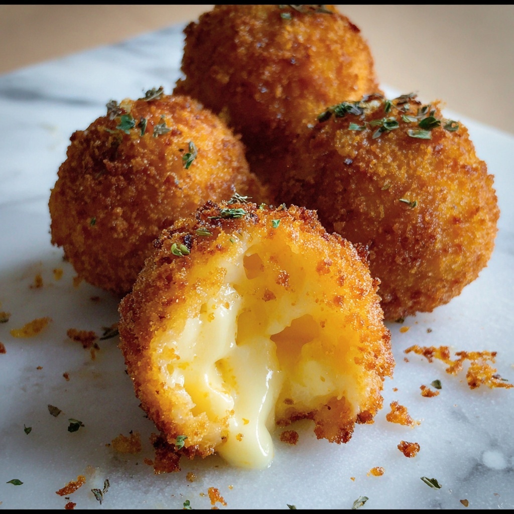 Cheesy Italian Arancini Balls Recipe - Recipe Image