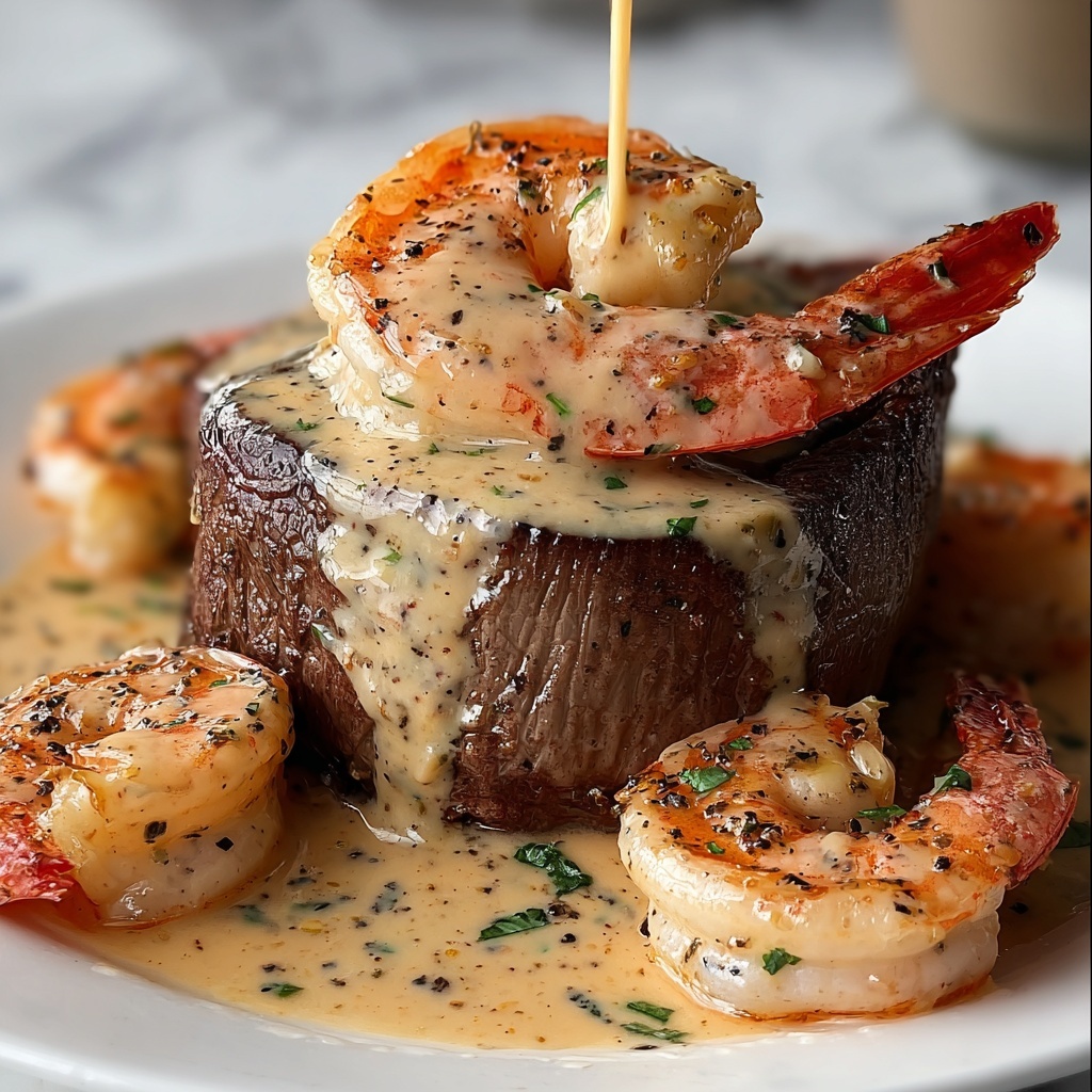 Filet Mignon with Shrimp and Lobster Cream Sauce Recipe - Recipe Image