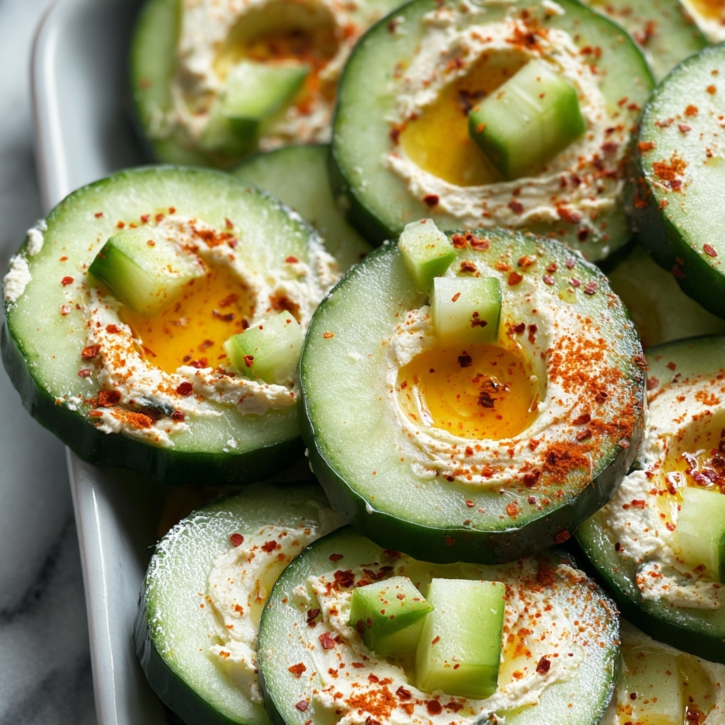 Cool Cucumber Snack with Hummus and Spices Recipe - Recipe Image