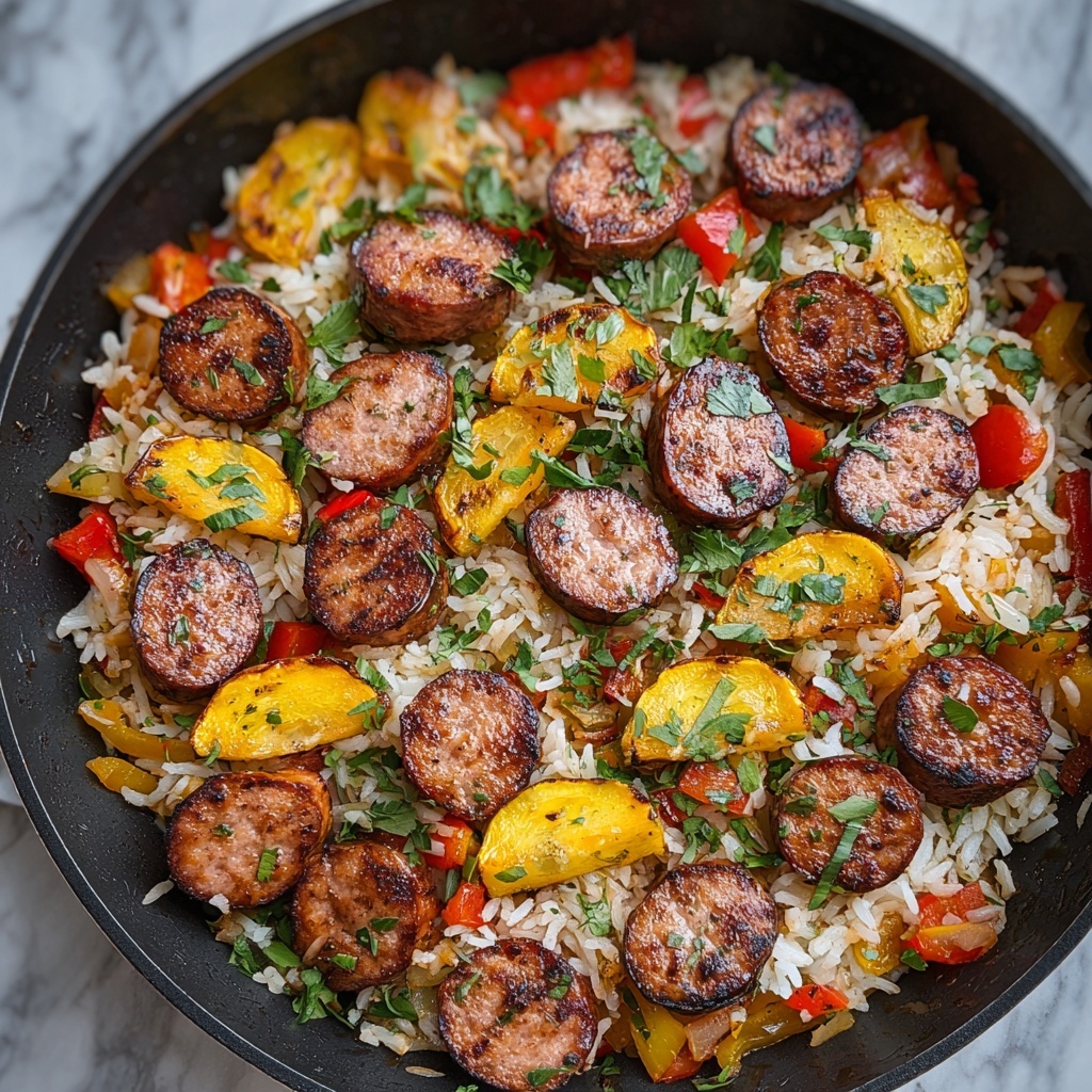 Summer Sausage Skillet with Andouille and Fresh Basil Cilantro Crema Recipe - Recipe Image