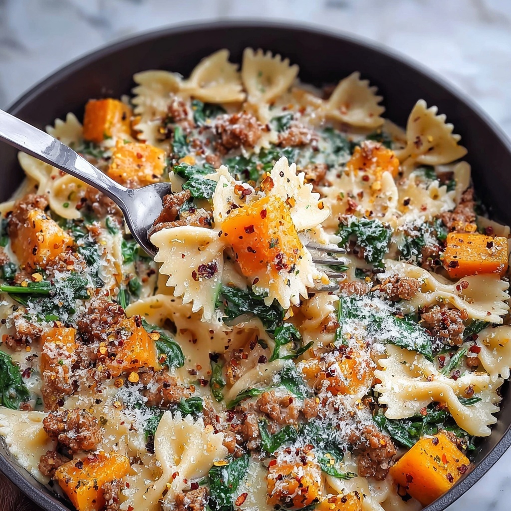 Butternut Squash Pasta with Sausage and Spinach Recipe - Recipe Image