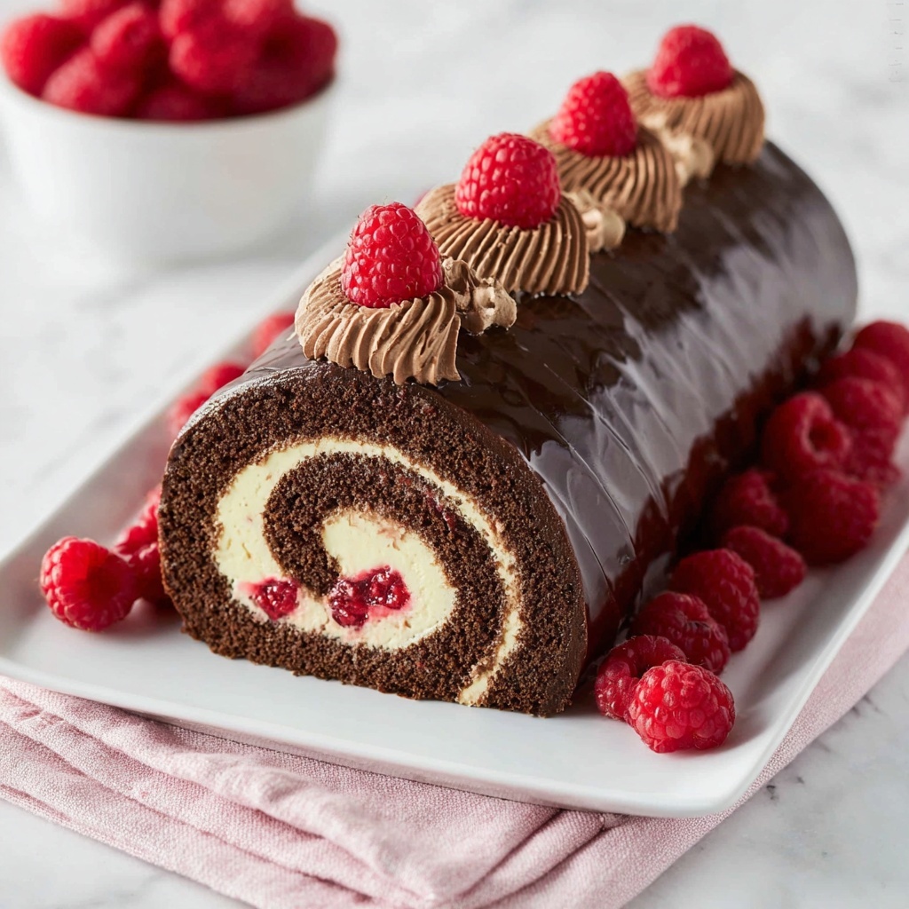 Raspberry Chocolate Roll Cake Recipe - Recipe Image