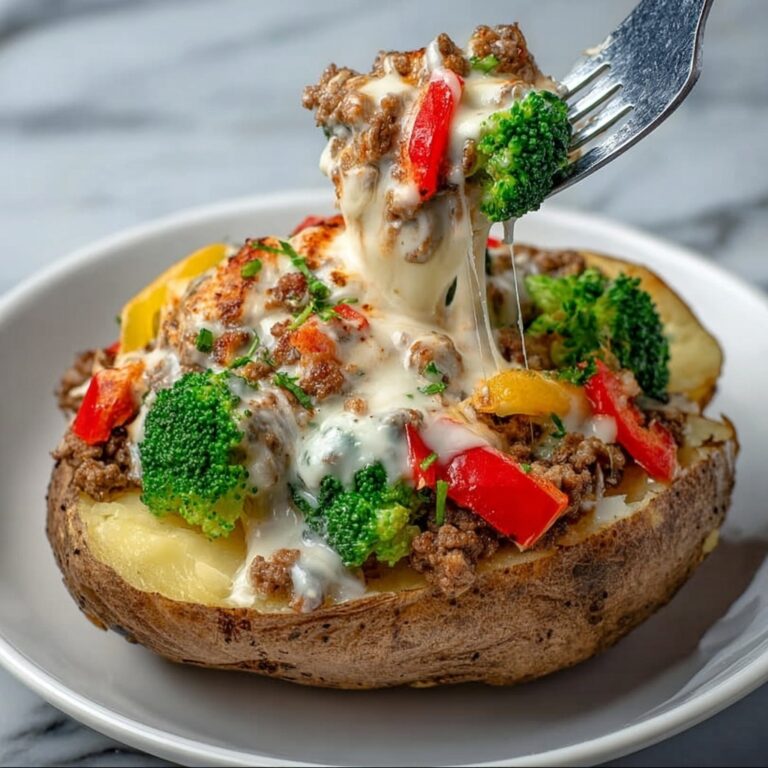 Loaded Jerk Chicken Baked Potato with Jerk Alfredo Sauce Recipe