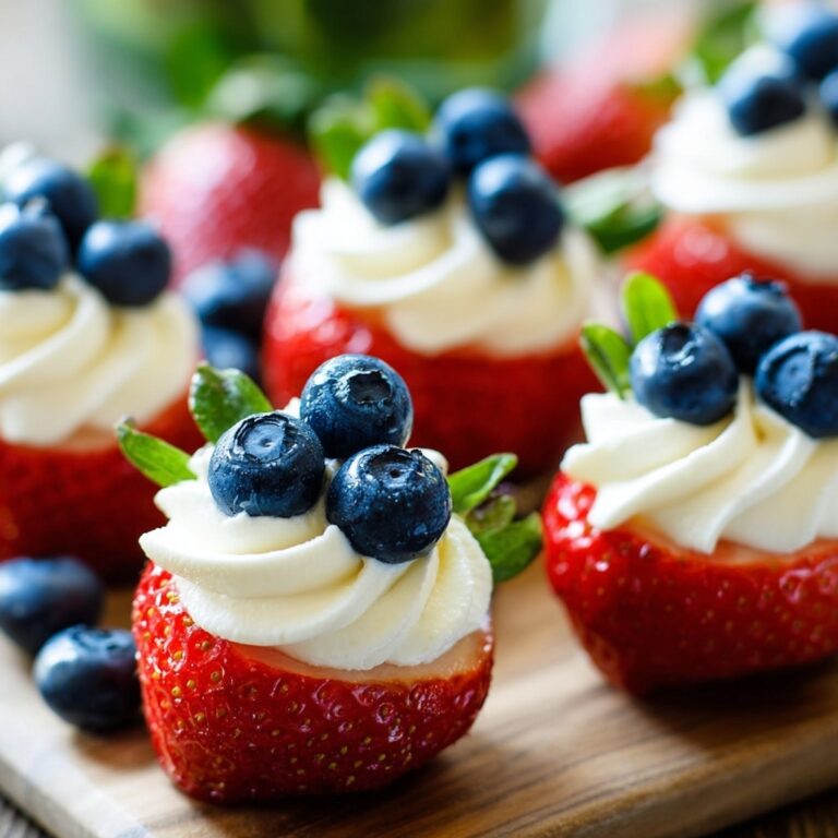 Red, White, and Blue Cheesecake Strawberries Recipe