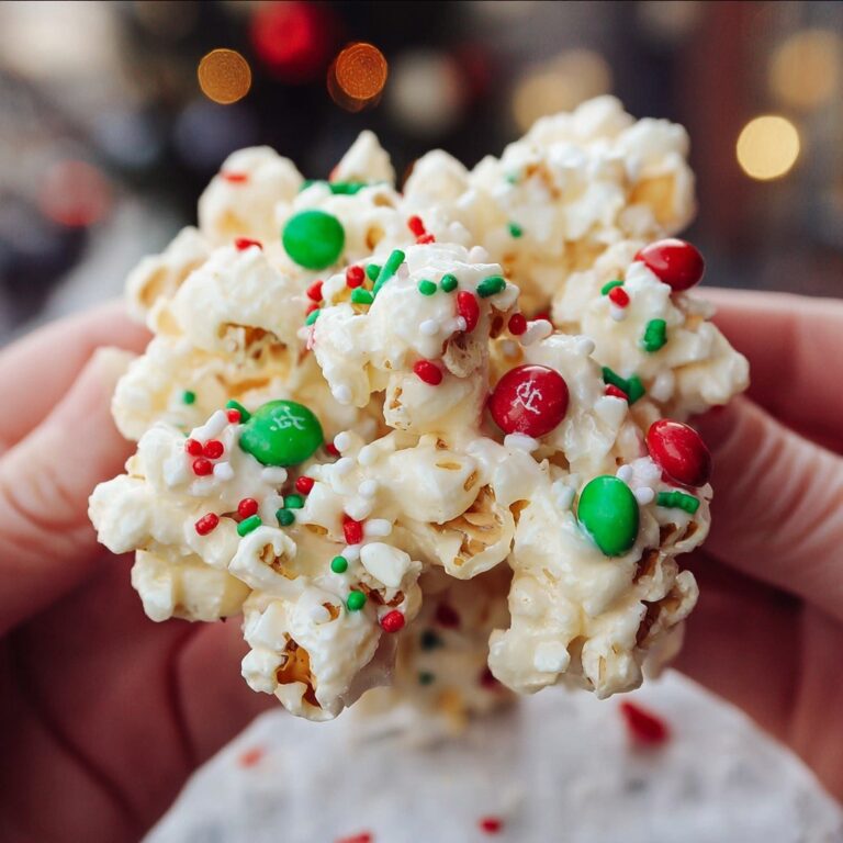Christmas Popcorn with Marshmallows, M&Ms, and Sprinkles Recipe