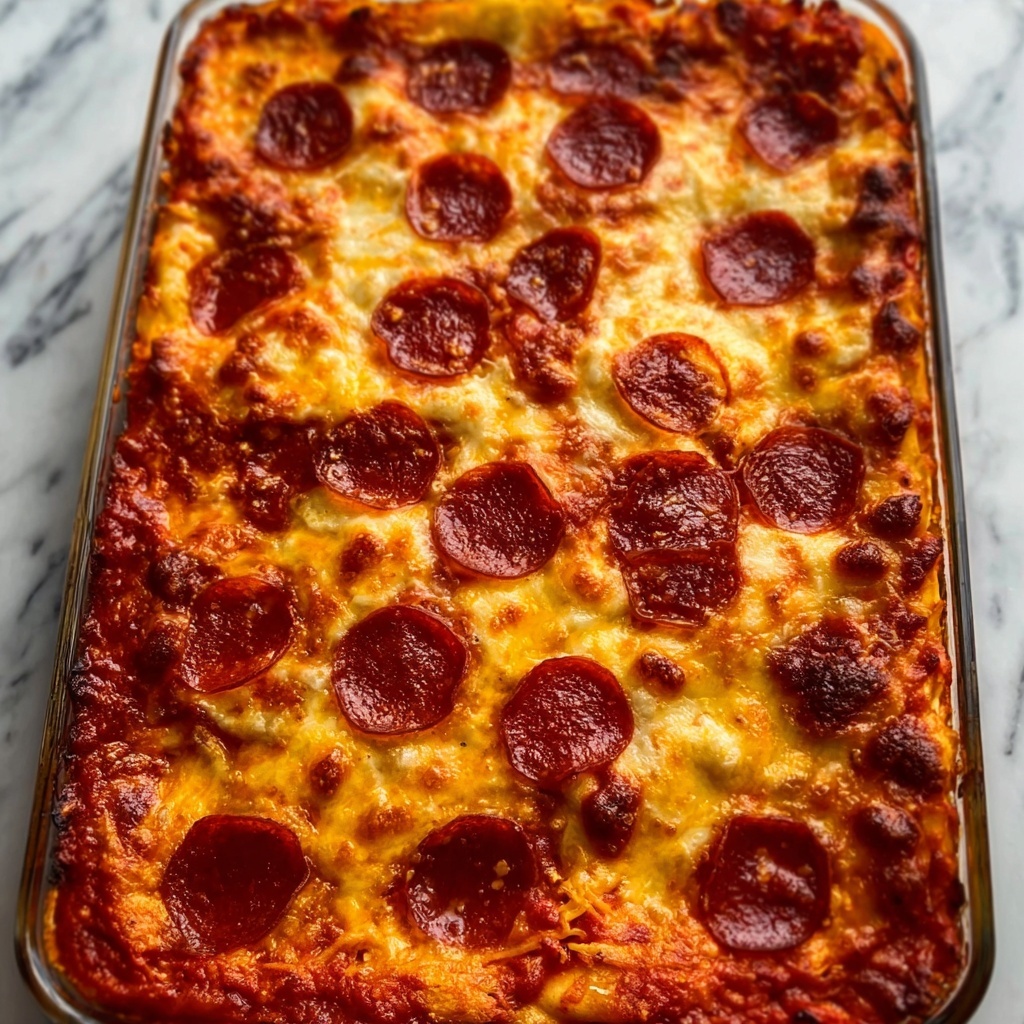 Cheesy Pepperoni Sausage Pizzagna Recipe - Recipe Image