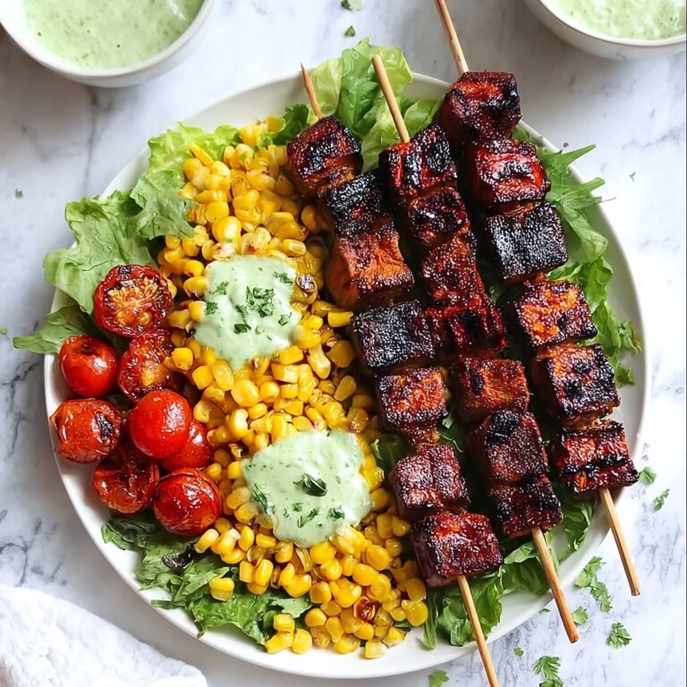 BBQ Chicken Skewer Salad with Herby Ranch Dressing Recipe