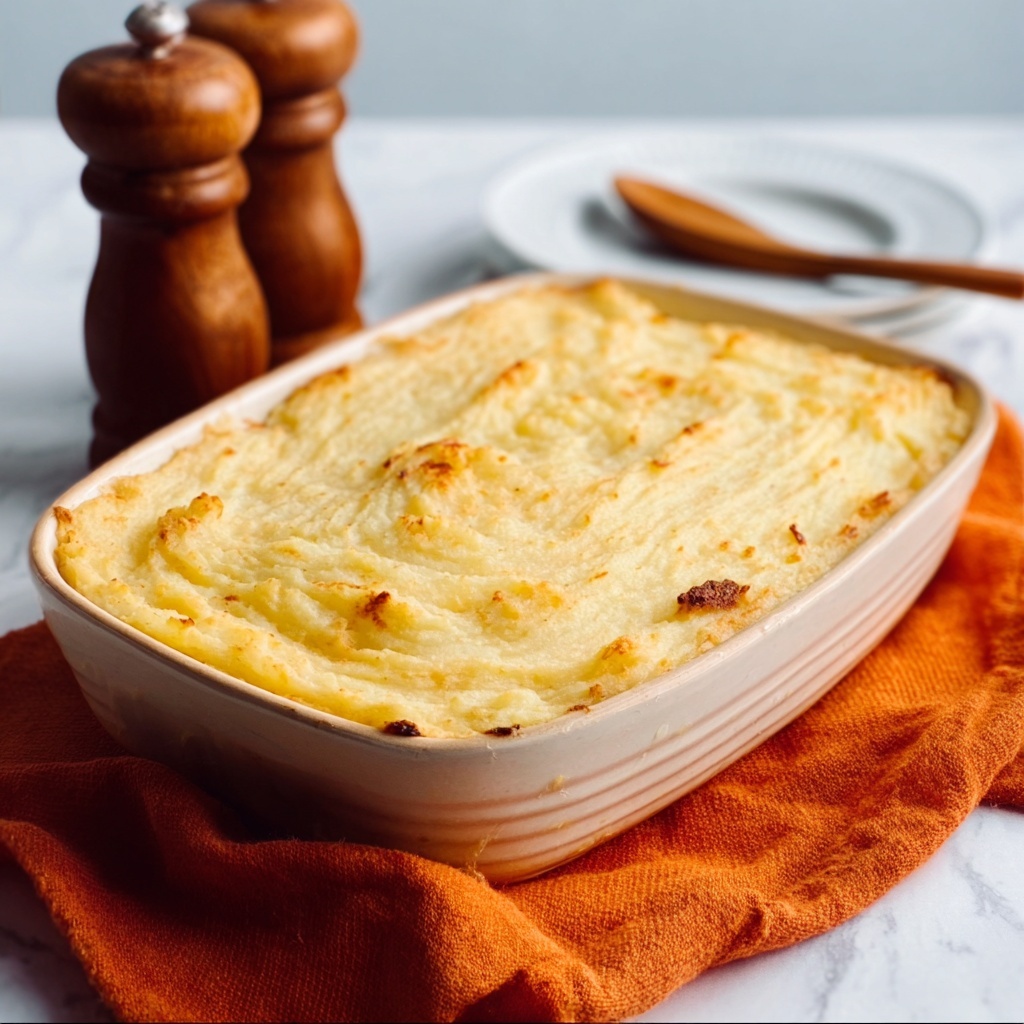Baked Cheesy Mashed Potatoes with Garlic and Herb Garnish Recipe - Recipe Image
