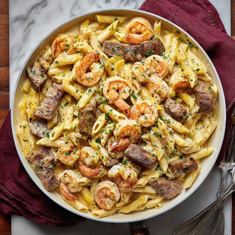 Blackened Steak and Shrimp Alfredo Recipe