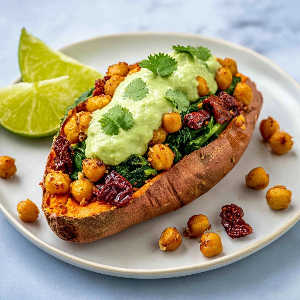 Stuffed Sweet Potatoes with Chickpeas and Sun-Dried Tomatoes Recipe - Recipe Image