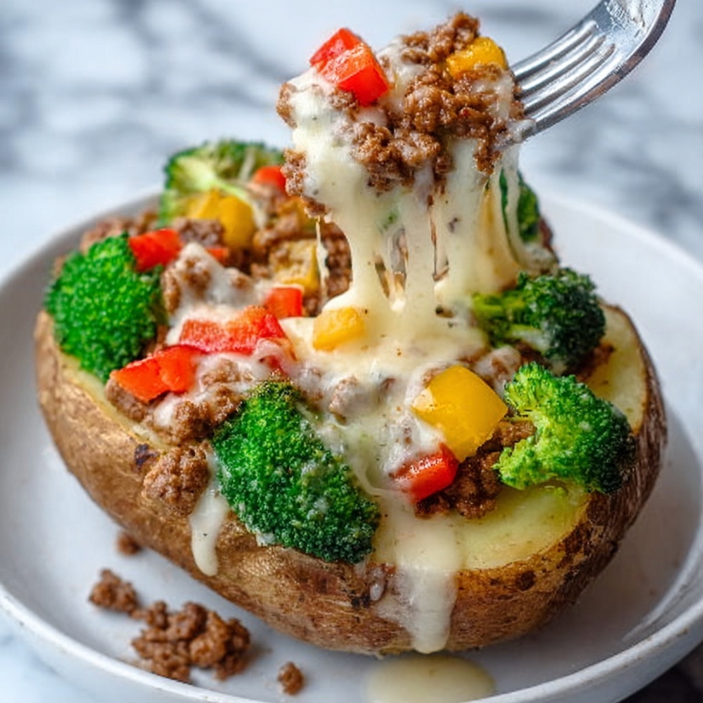 Loaded Jerk Chicken Baked Potato with Jerk Alfredo Sauce Recipe - Recipe Image