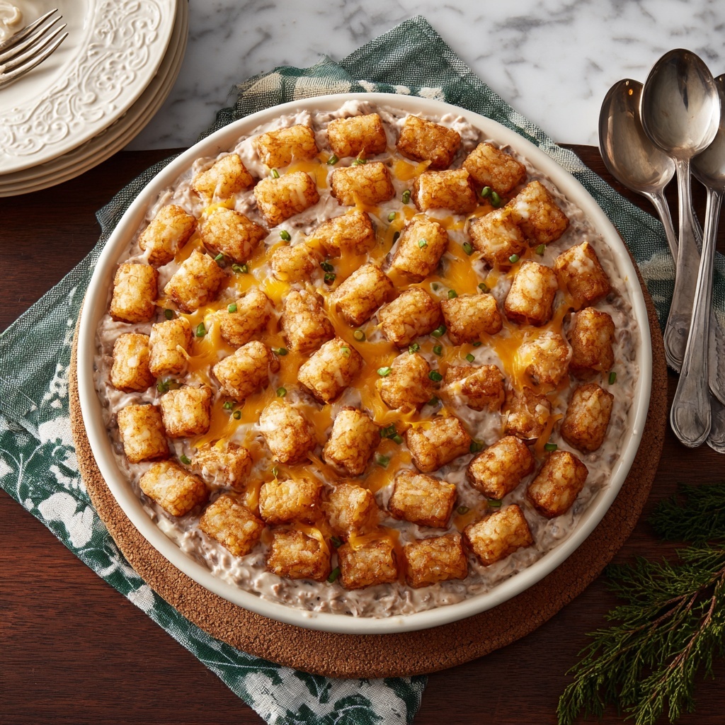 Cheesy Meatball Tater Tot Casserole Recipe - Recipe Image