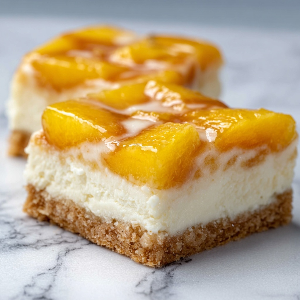 Peaches and Cream Cheesecake Bars Recipe - Recipe Image