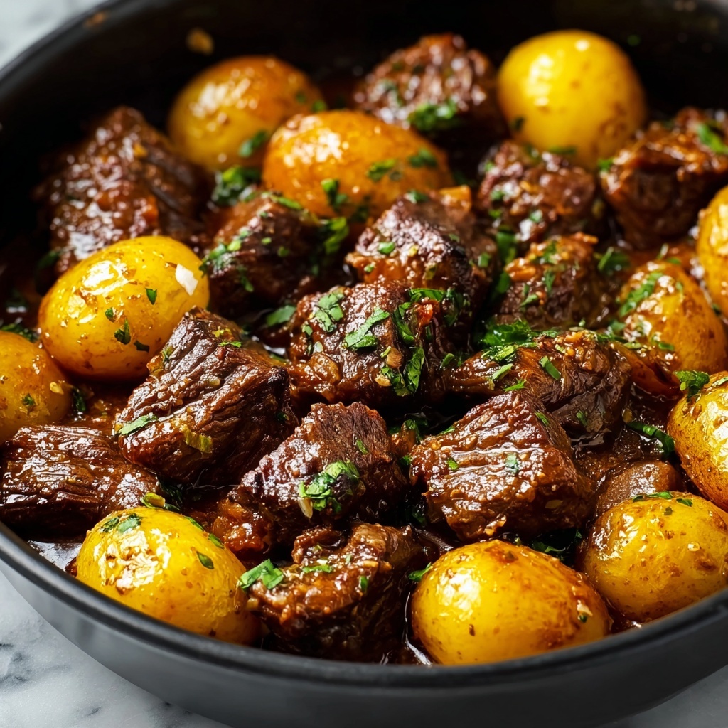 Slow Cooker Garlic Butter Beef Bites & Potatoes Recipe - Recipe Image