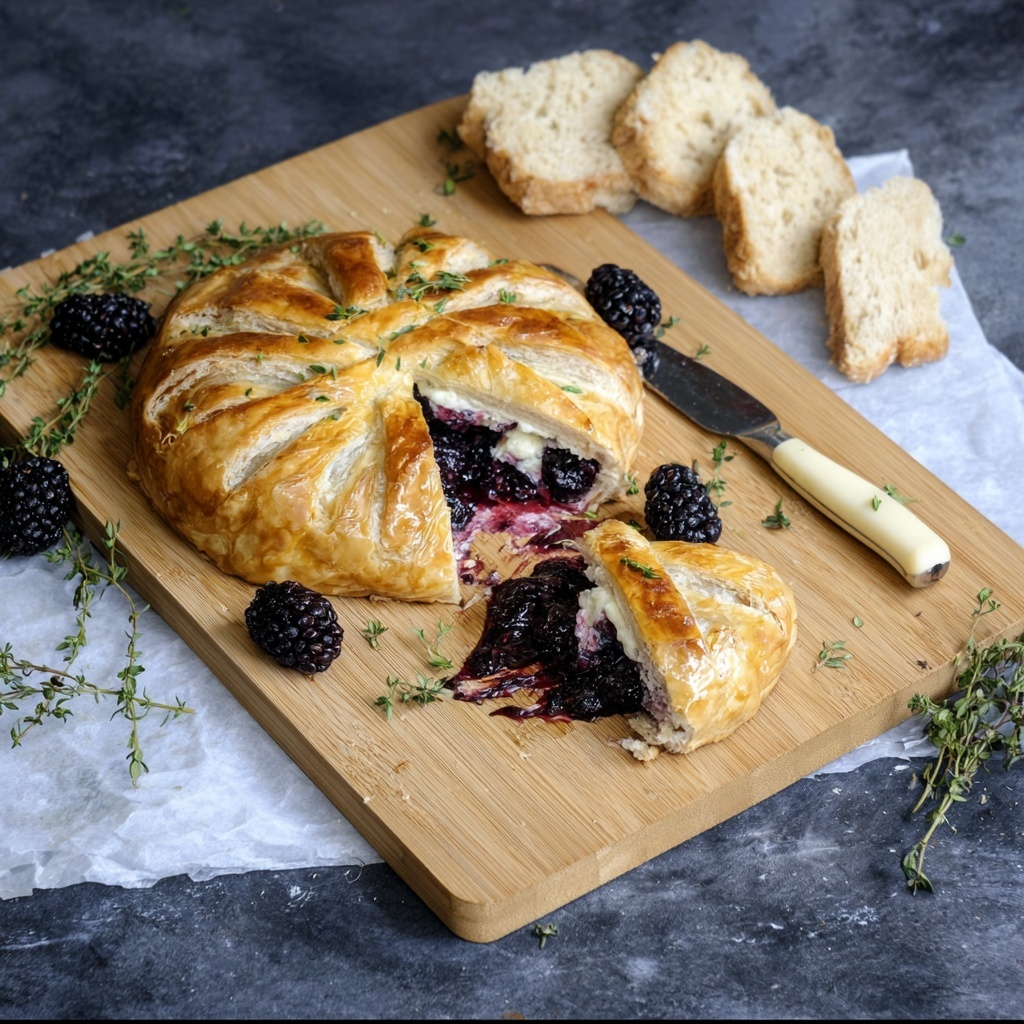 Blackberry Thyme Baked Brie En Croute Recipe - Recipe Image