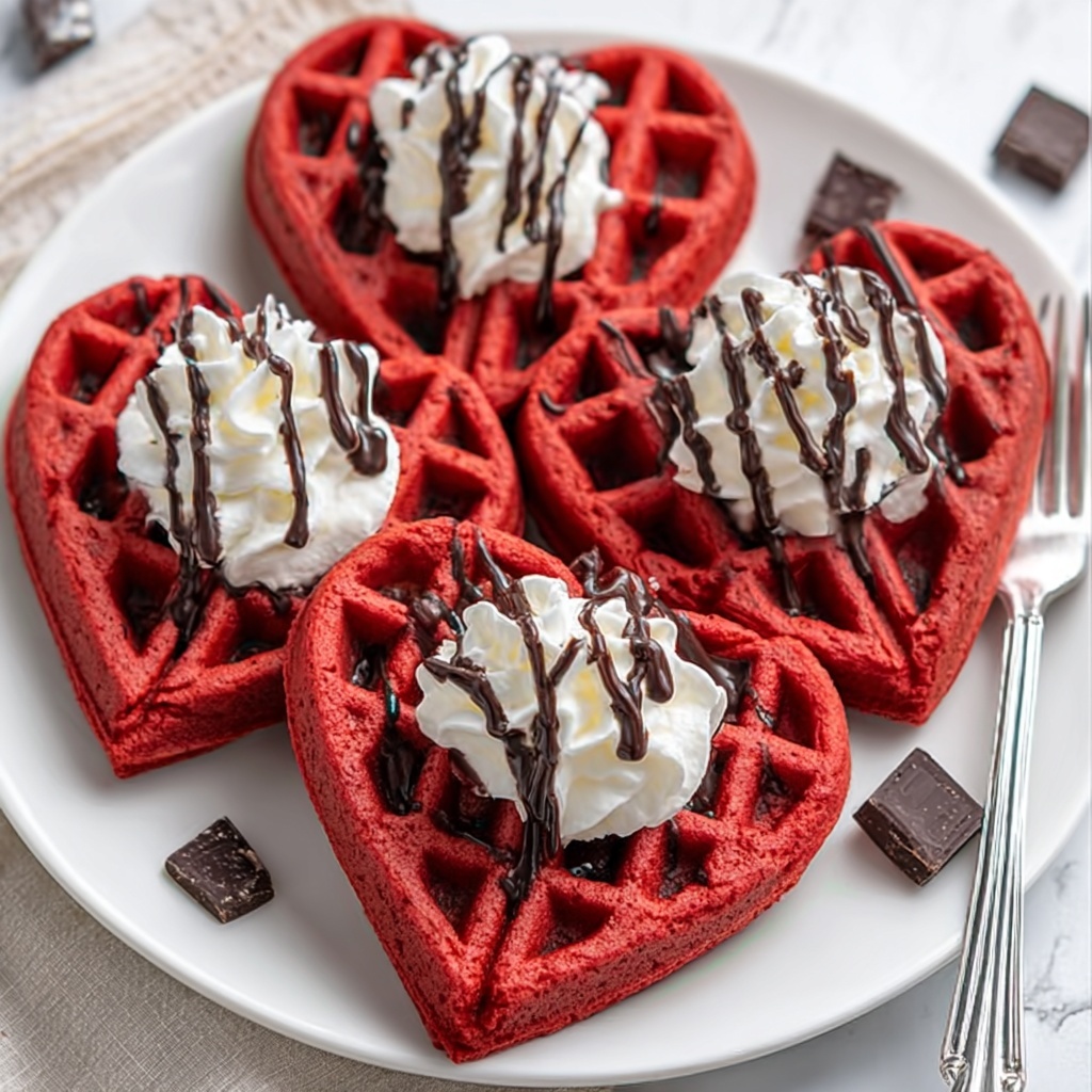 Heart-Shaped Red Velvet Waffles Recipe - Recipe Image