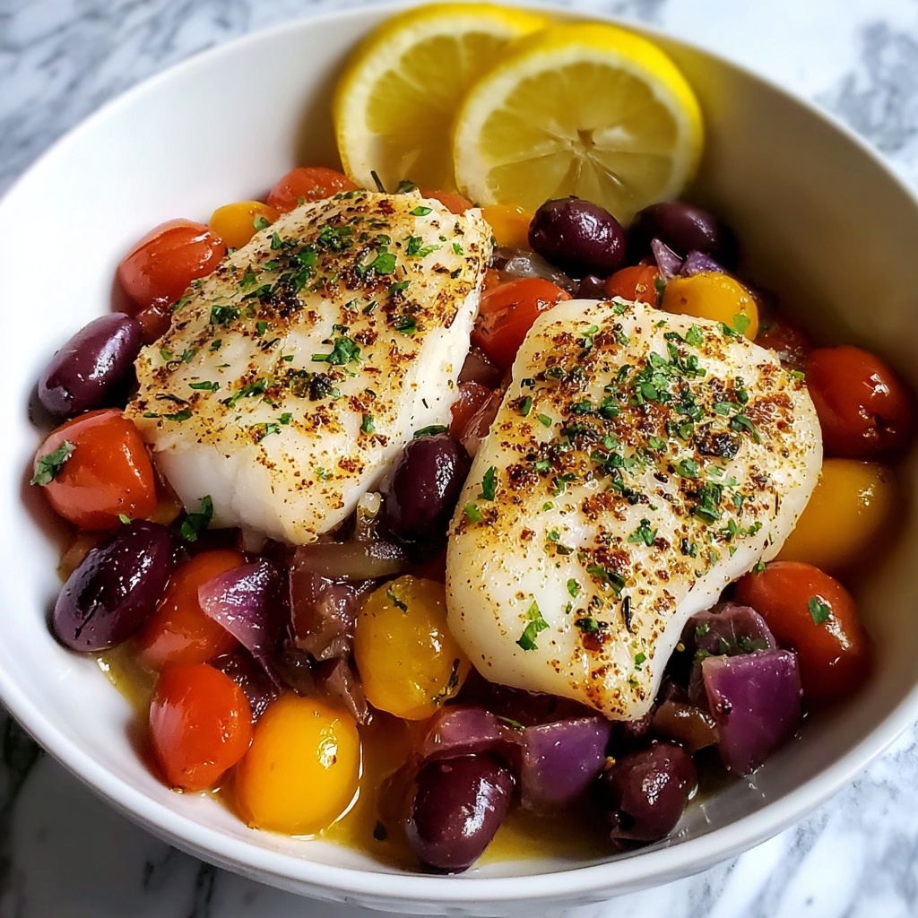 Mediterranean Baked Fish Recipe - Recipe Image