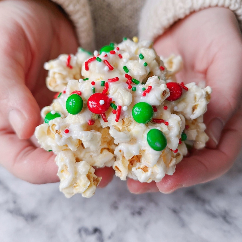 Christmas Popcorn with Marshmallows, M&Ms, and Sprinkles Recipe - Recipe Image