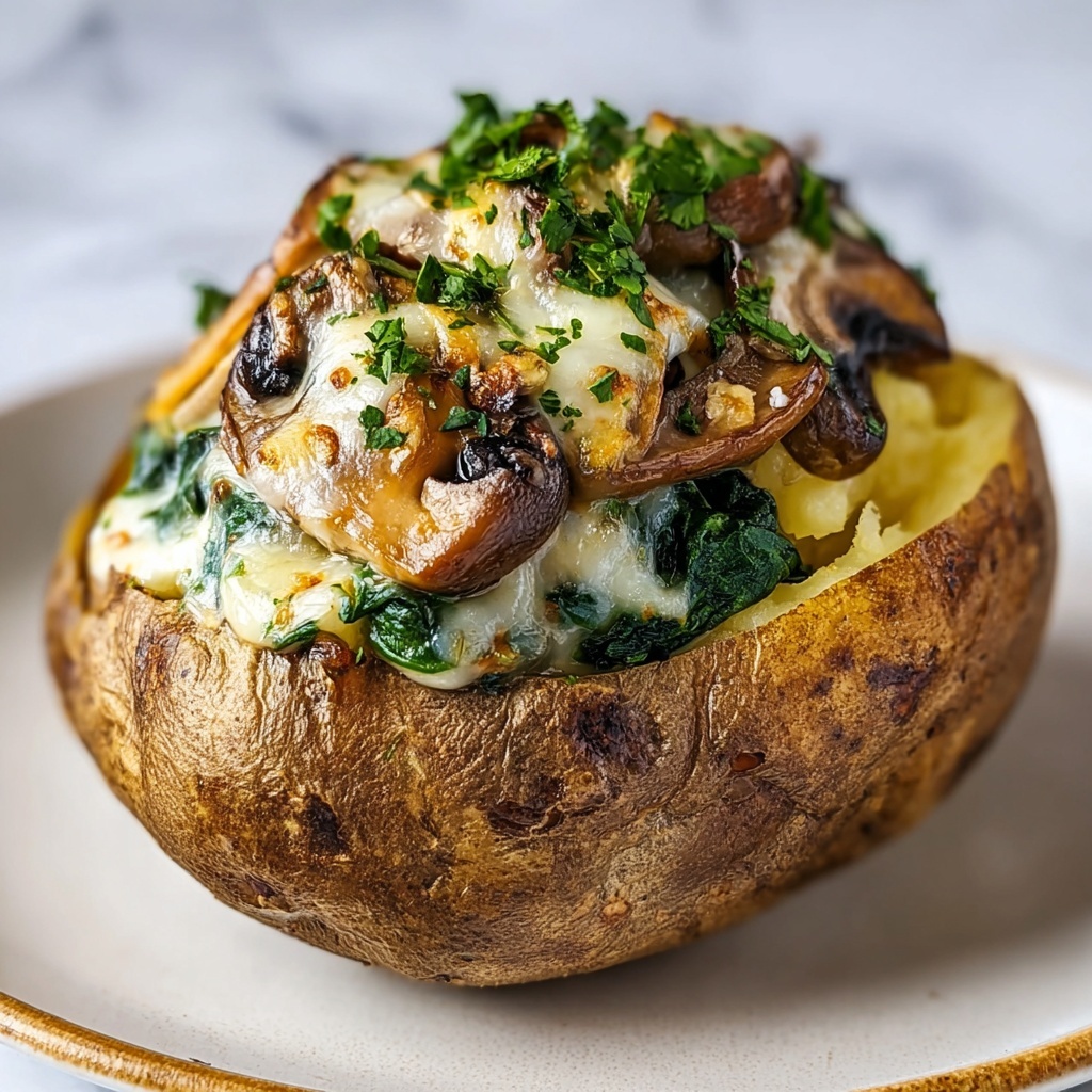 Baked Potatoes with Spinach, Cheese, and Mushrooms Recipe - Recipe Image