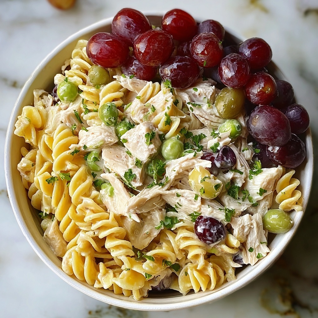 Zesty Waldorf Chicken Pasta Salad for Summer Feasts - Recipe Image