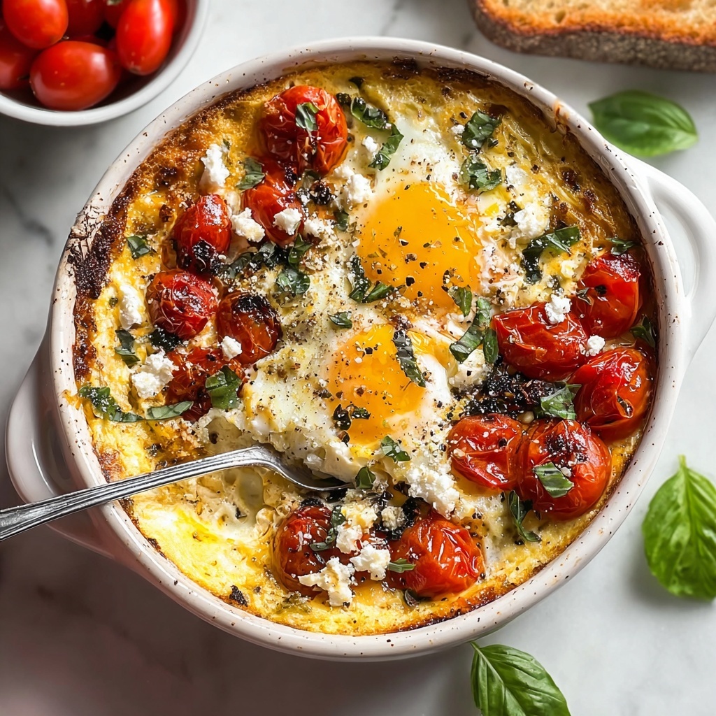 Baked Feta Eggs with Roasted Vegetables and Fresh Herbs Recipe - Recipe Image