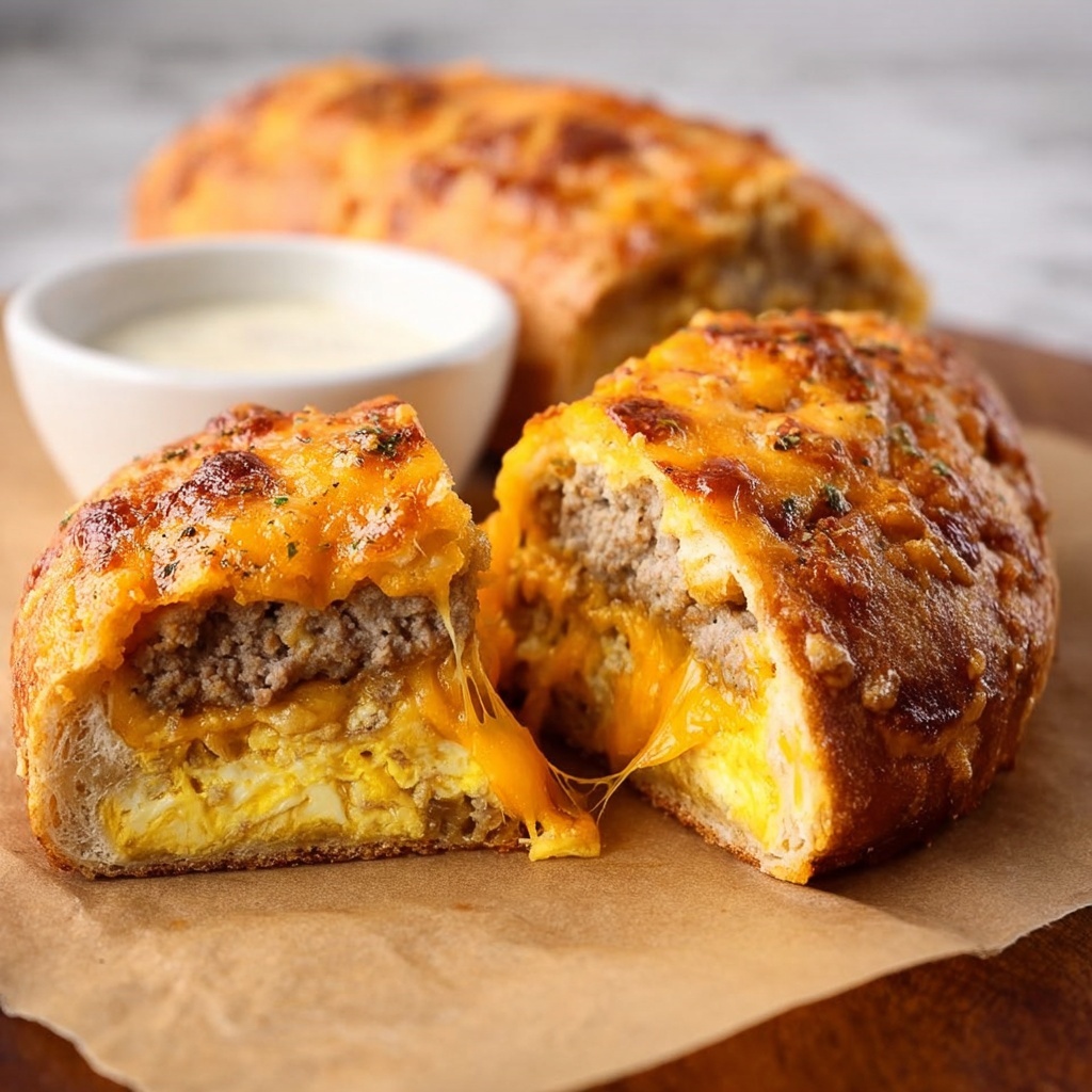 Breakfast Pork Sausage and Egg Stromboli Recipe - Recipe Image