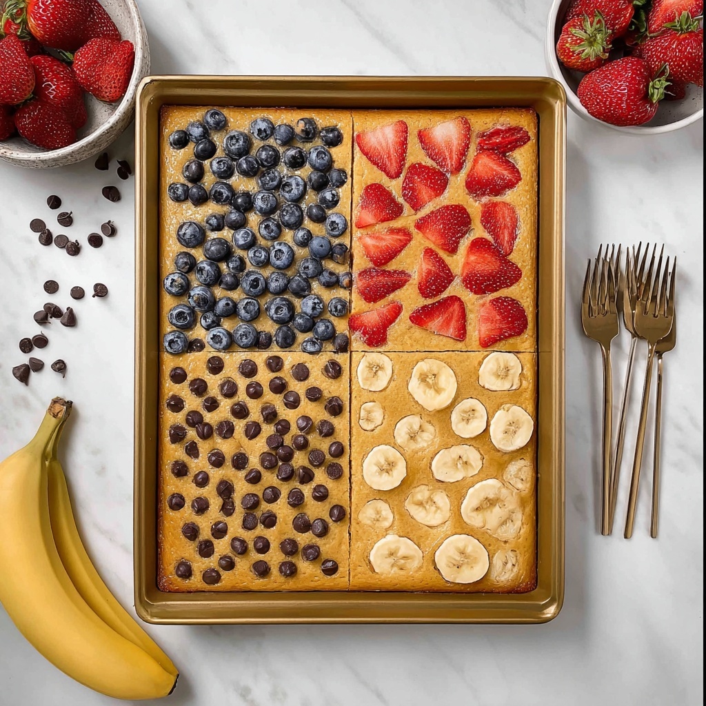 Sheet Pan Pancakes with Fresh Strawberries, Blueberries, Bananas, and Chocolate Chips Recipe - Recipe Image