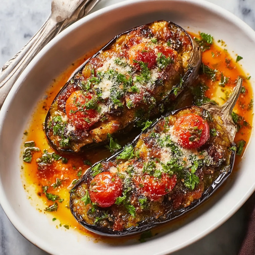 Savory Stuffed Eggplant: A Flavor-Packed Dinner Delight Recipe - Recipe Image