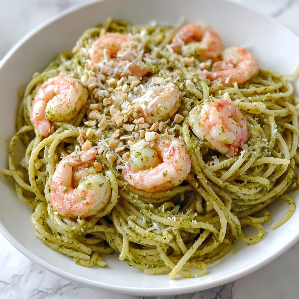 Easy & Creamy Pistachio Pesto Pasta with Shrimp Recipe - Recipe Image