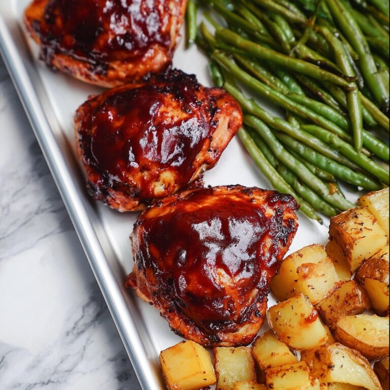 Sheet Pan BBQ Chicken, Potatoes, and Green Beans Recipe