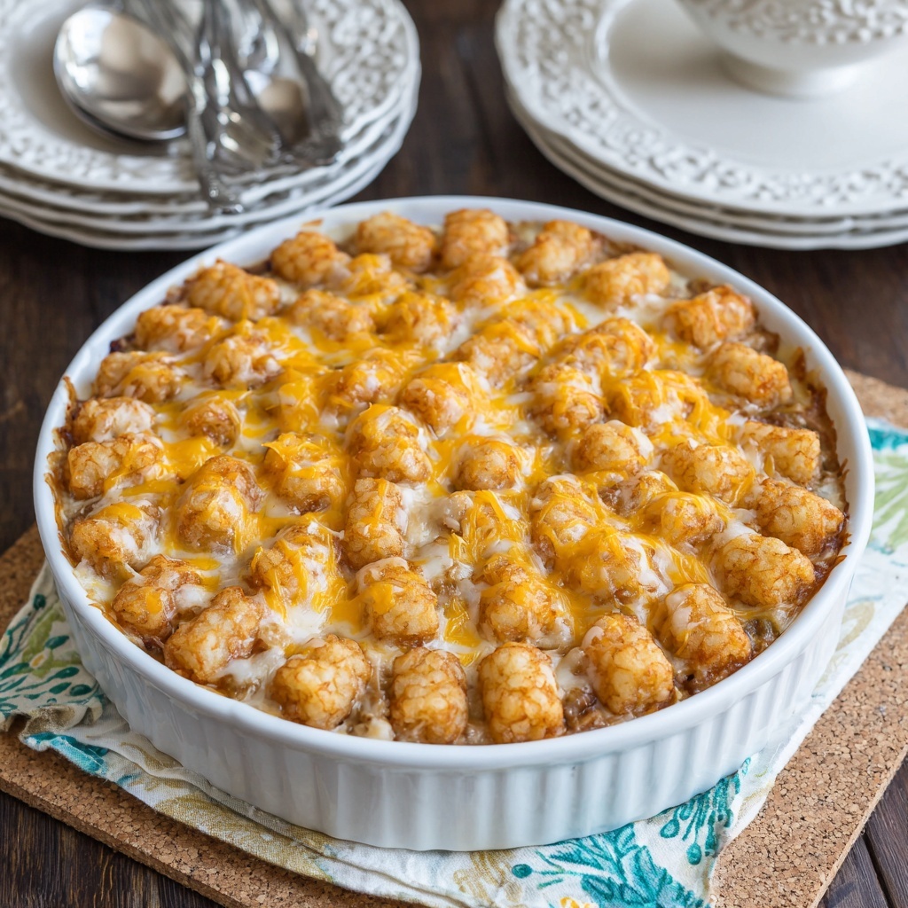 Cheesy Meatball Tater Tot Casserole Recipe - Recipe Image