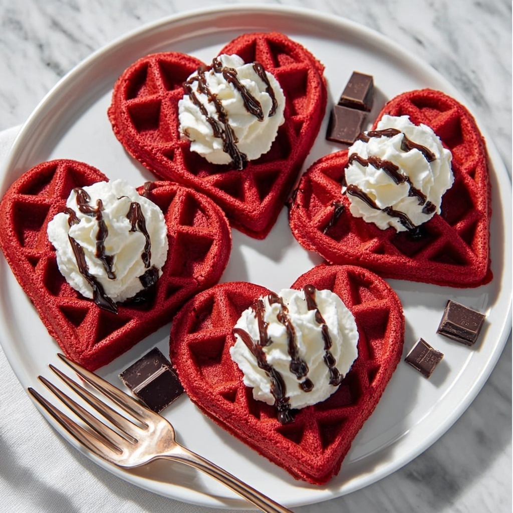 Heart-Shaped Red Velvet Waffles Recipe - Recipe Image