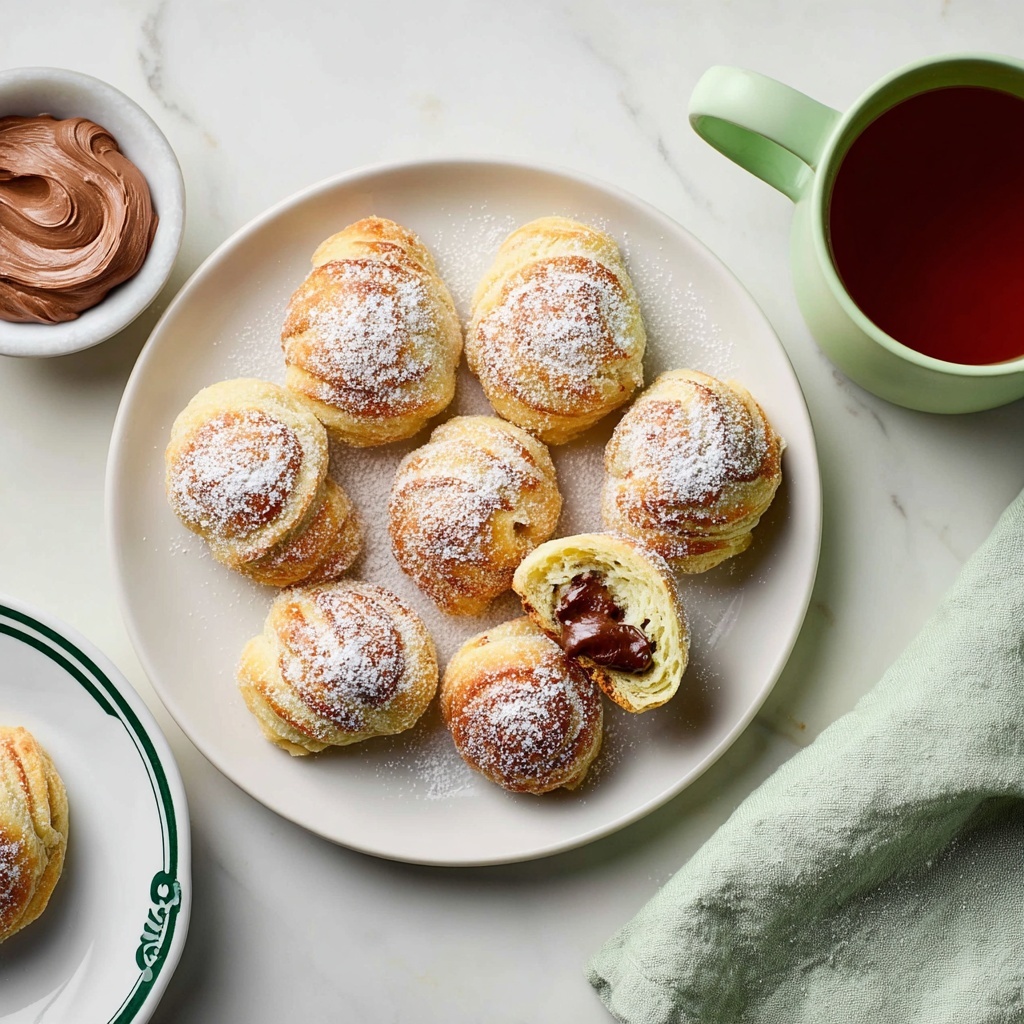 Fried Croissant Beignets with Chocolate Spread and Cinnamon Sugar Dust Recipe - Recipe Image