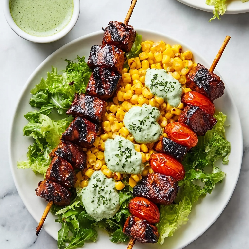 BBQ Chicken Skewer Salad with Herby Ranch Dressing Recipe - Recipe Image